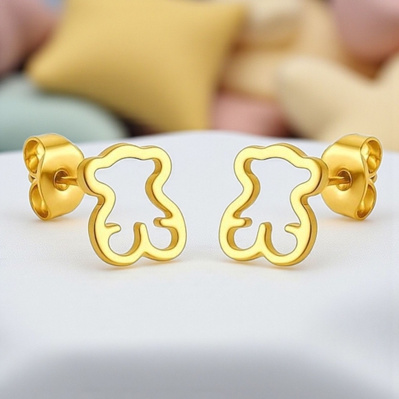 🆕️ 18K Gold Plated Cute Bear Necklace & Earrings Set | Trendy Jewelry Gift 🎁 - Picture 5 of 10